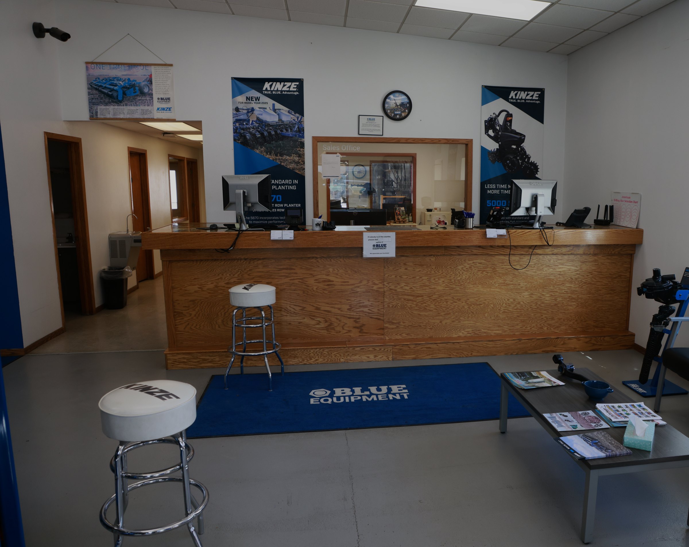 The Blue Equipment parts and sales counter in Williamsburg, Iowa