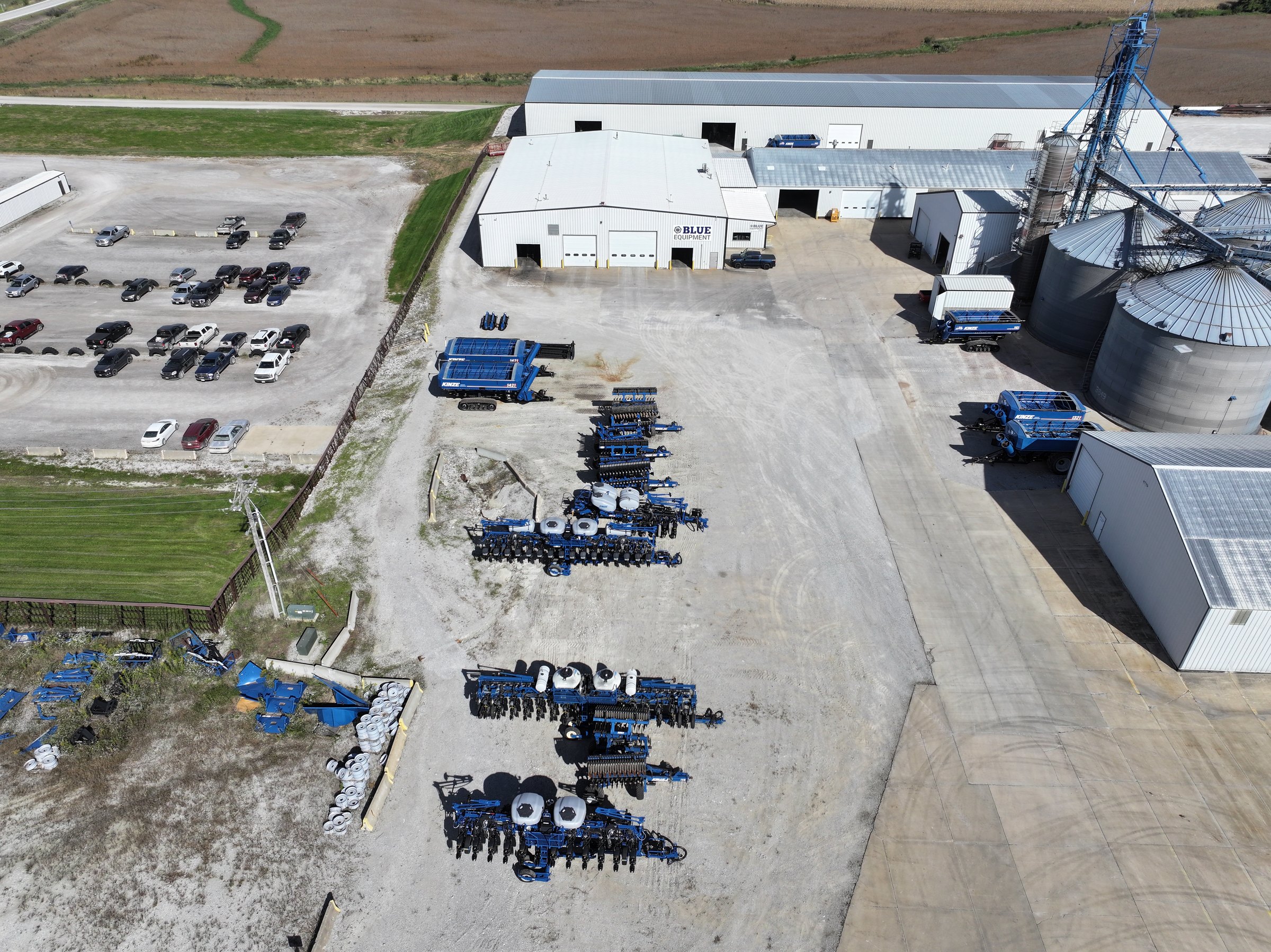 The Blue Equipment lot and shop from above